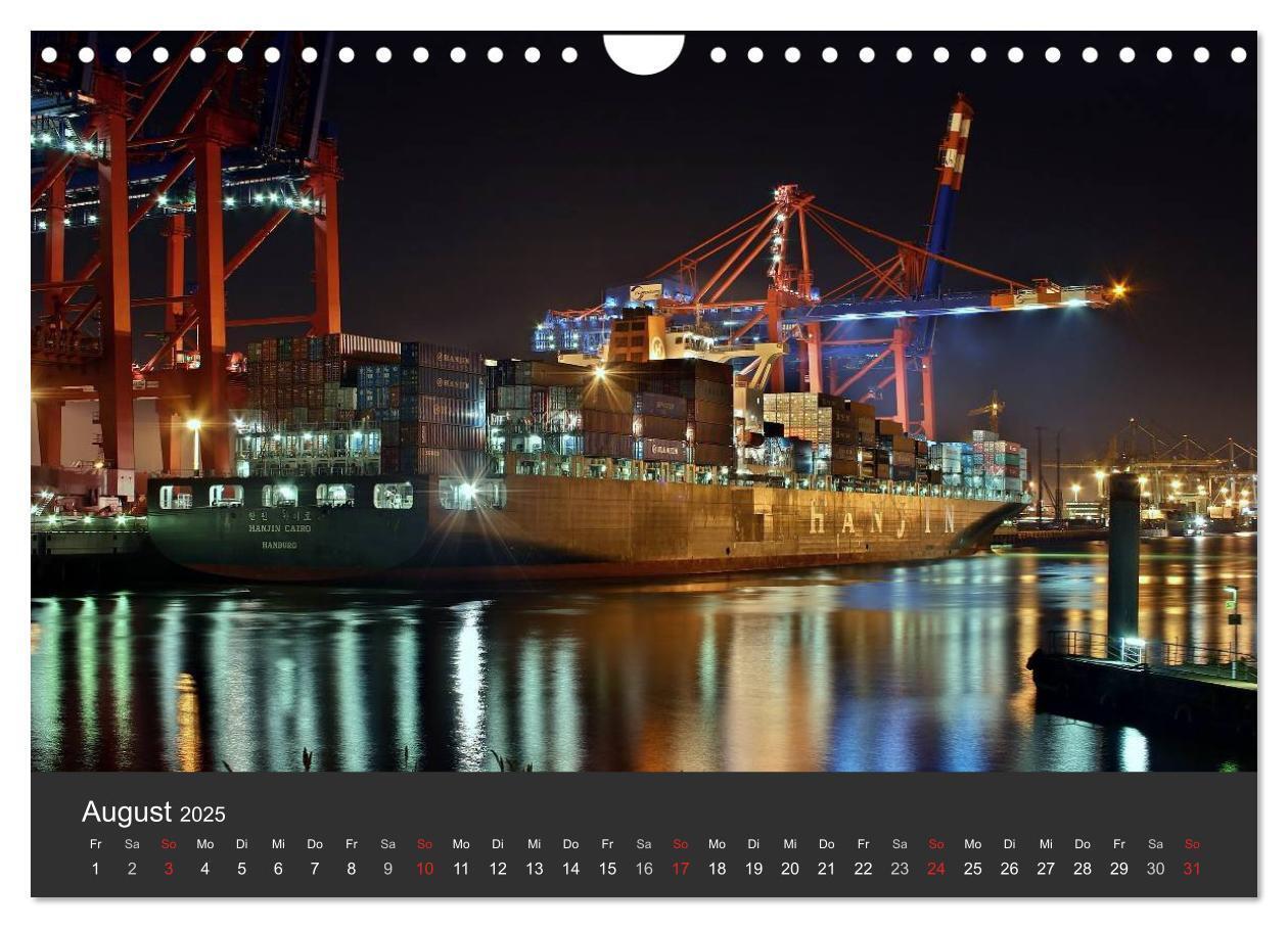 Bild: 9783435762903 | Hamburger Hafen bei Nacht (Wandkalender 2025 DIN A4 quer), CALVENDO...