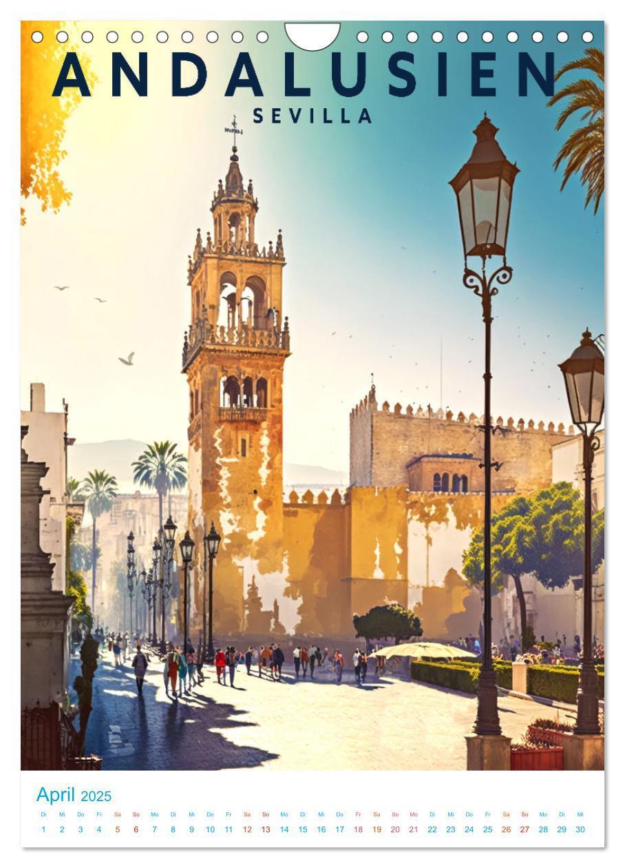 Bild: 9783435880553 | Andalusien - Old School Poster Style (Wandkalender 2025 DIN A4...