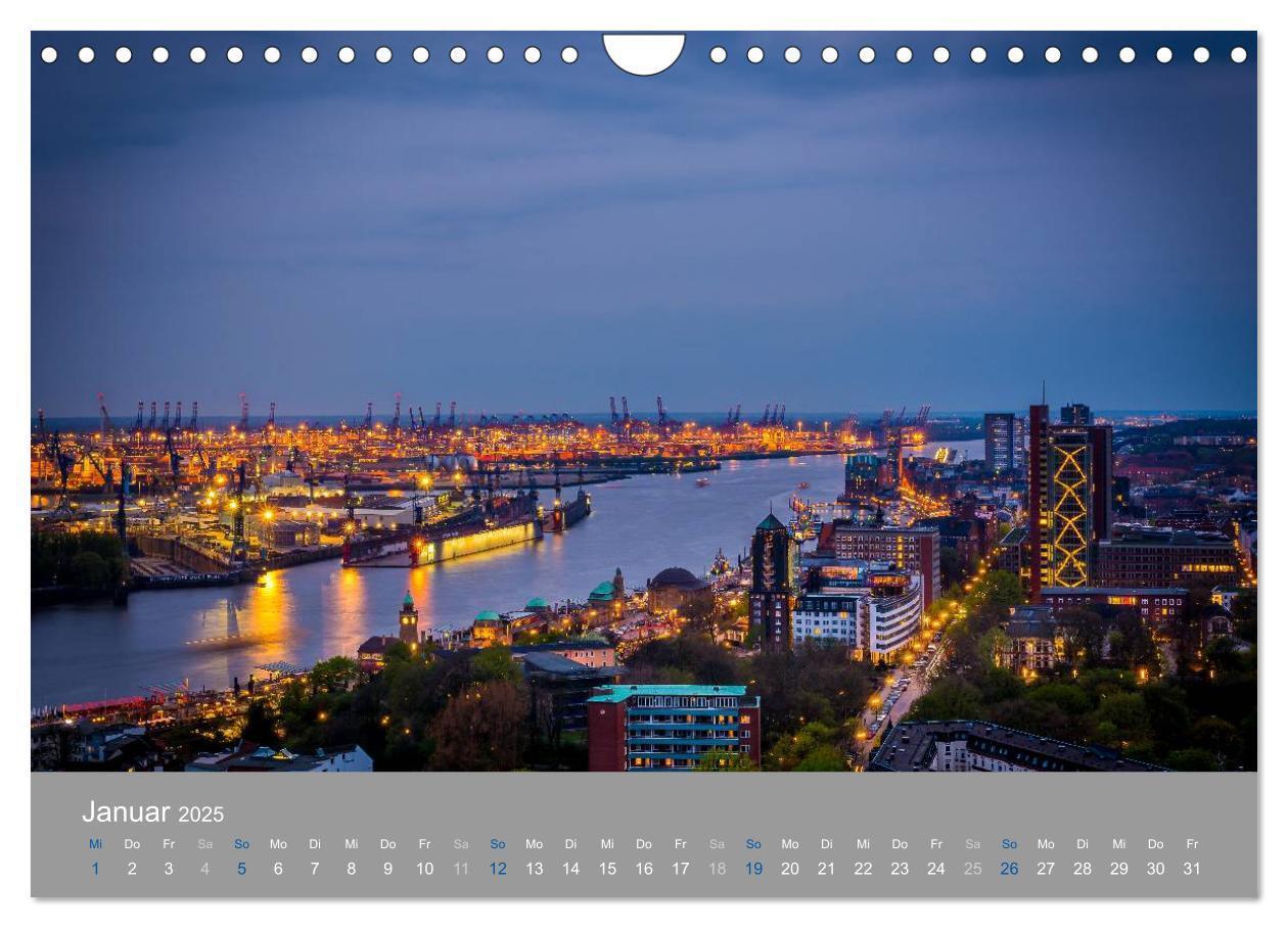 Bild: 9783435662890 | Hamburger Hafen - Im Zauber der Nacht (Wandkalender 2025 DIN A4...