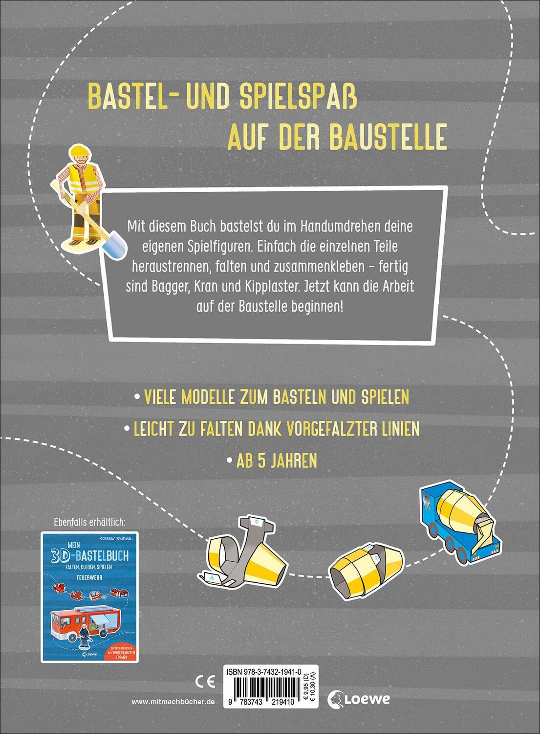 Rückseite: 9783743219410 | Mein 3D-Bastelbuch - Falten, kleben, spielen - Baustelle | Pautner