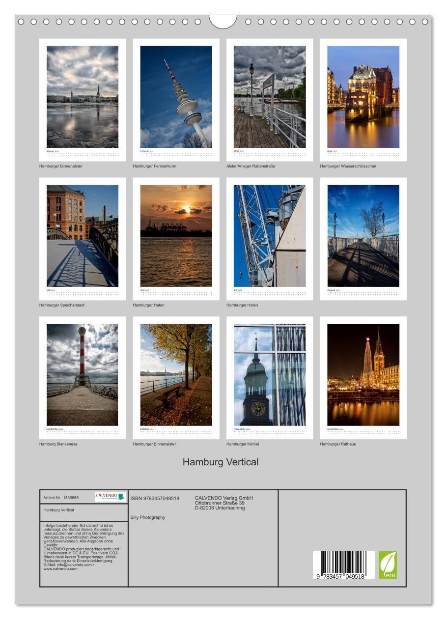 Bild: 9783457049518 | Hamburg Vertical (Wandkalender 2025 DIN A3 hoch), CALVENDO...