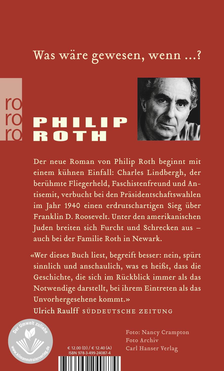 Rückseite: 9783499240874 | Verschwörung gegen Amerika | Philip Roth | Taschenbuch | 543 S. | 2007