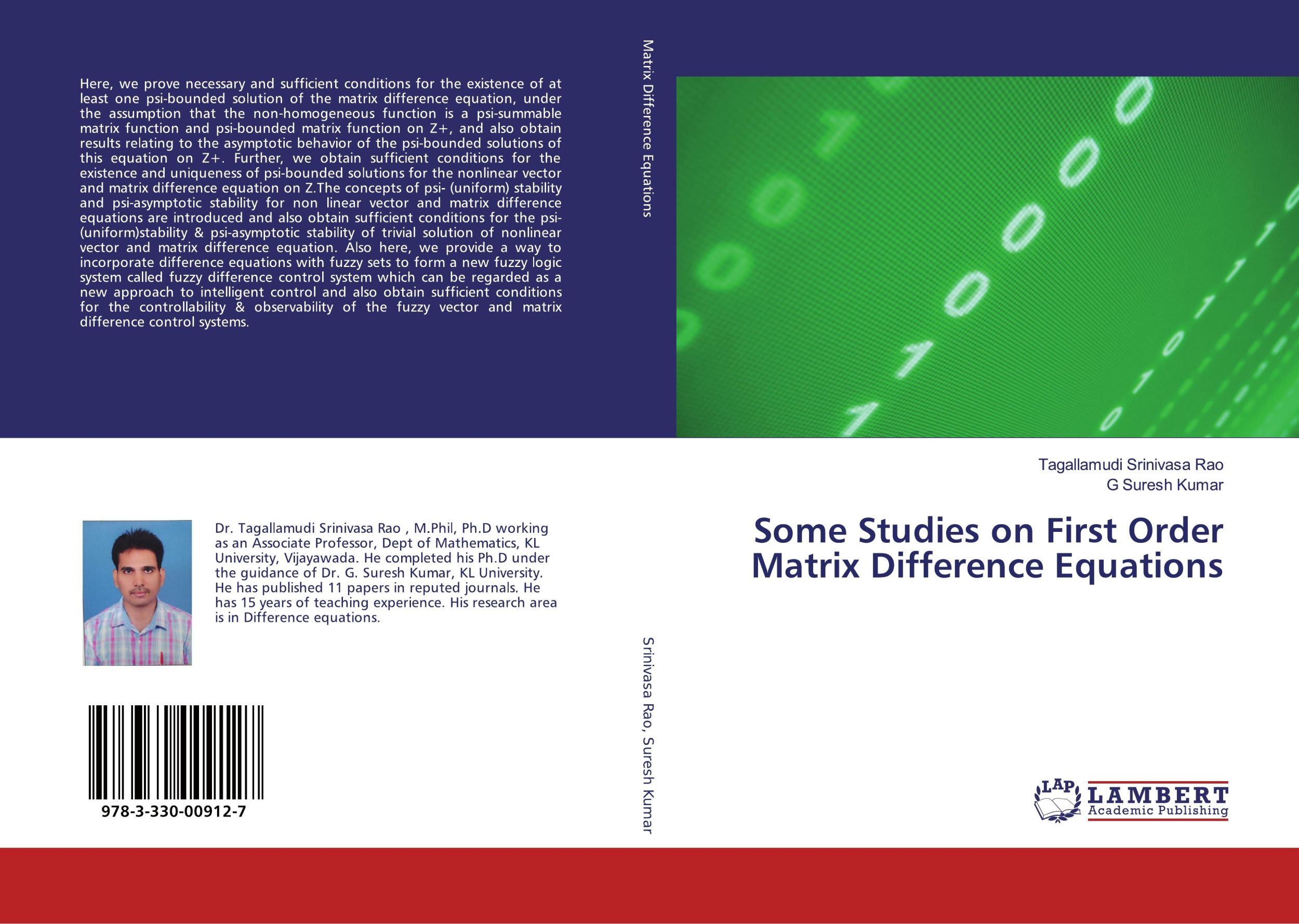 Cover: 9783330009127 | Some Studies on First Order Matrix Difference Equations | Rao (u. a.)