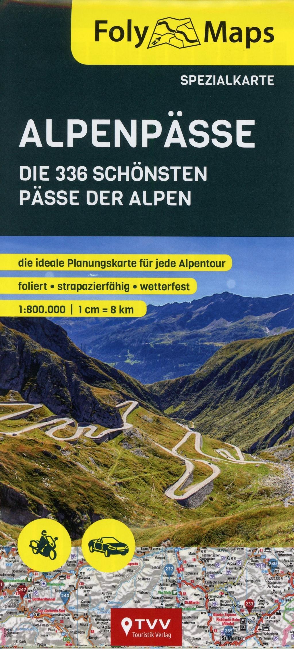 Cover: 9783937063652 | FolyMaps Alpenpässe 1:800 000 Spezialkarte | Bikerbetten | Deutsch