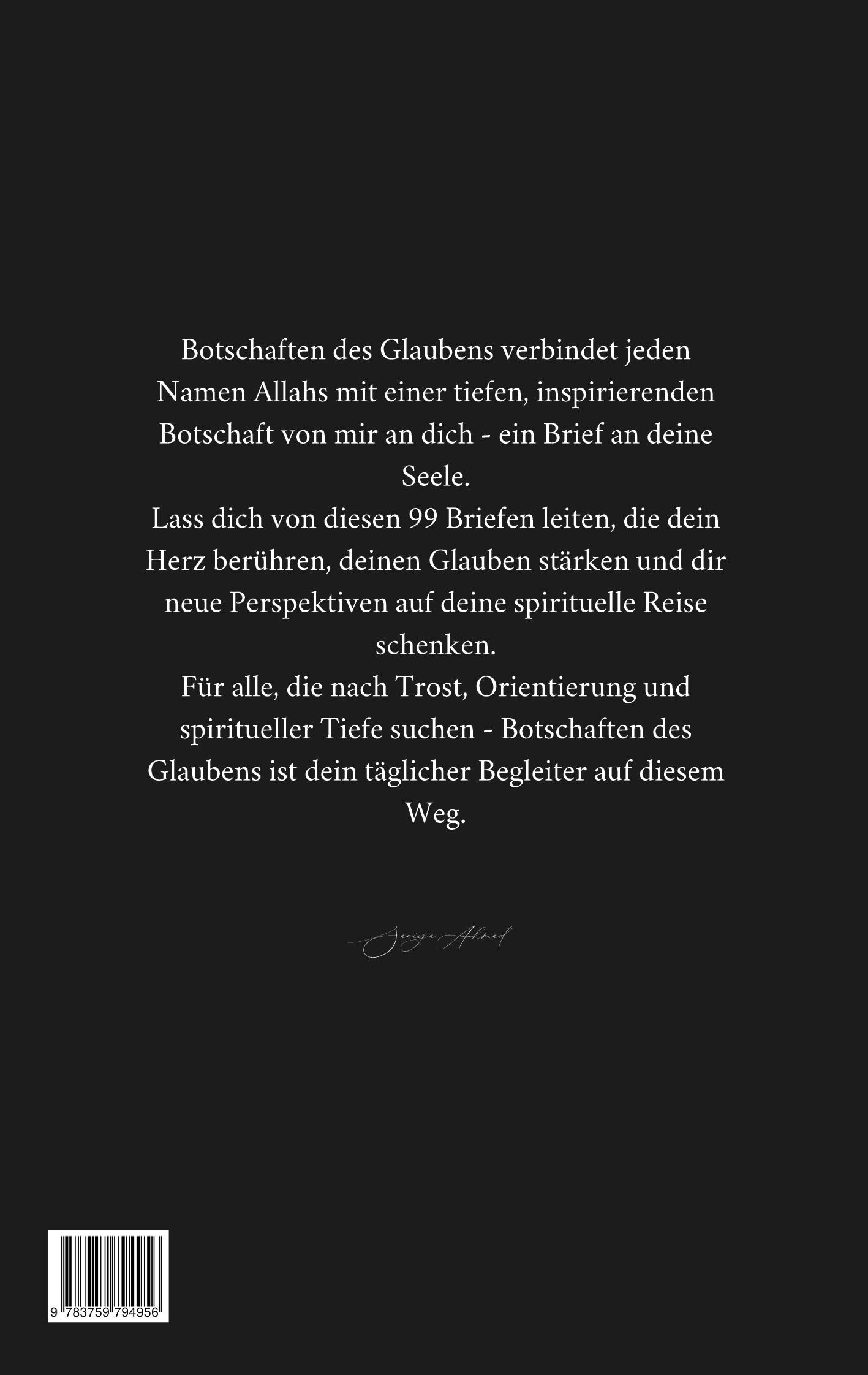 Rückseite: 9783759794956 | Botschaften des Glaubens | 99 Briefe an deine Seele | Saniya Ahmad