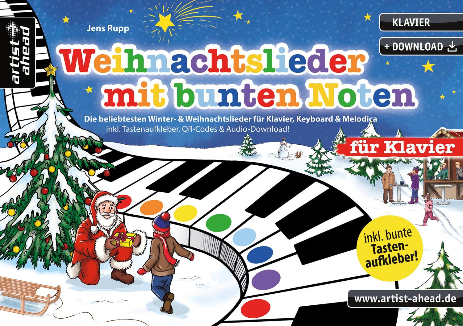 Cover: 9783866422186 | Weihnachtslieder mit bunten Noten für Klavier | Jens Rupp | Broschüre