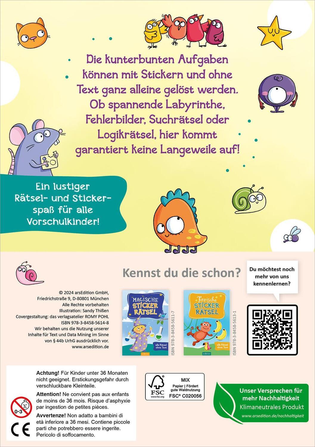 Rückseite: 9783845856148 | Lustige Sticker-Rätsel | Alle Rätsel ohne Text | Taschenbuch | 32 S.