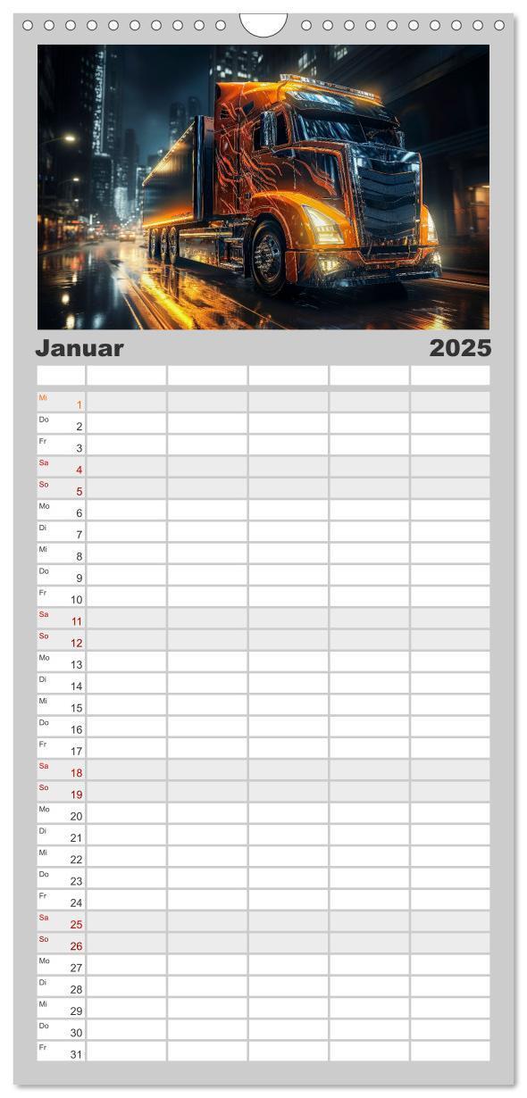 Bild: 9783457092958 | Familienplaner 2025 - Truck Fantasien mit 5 Spalten (Wandkalender,...