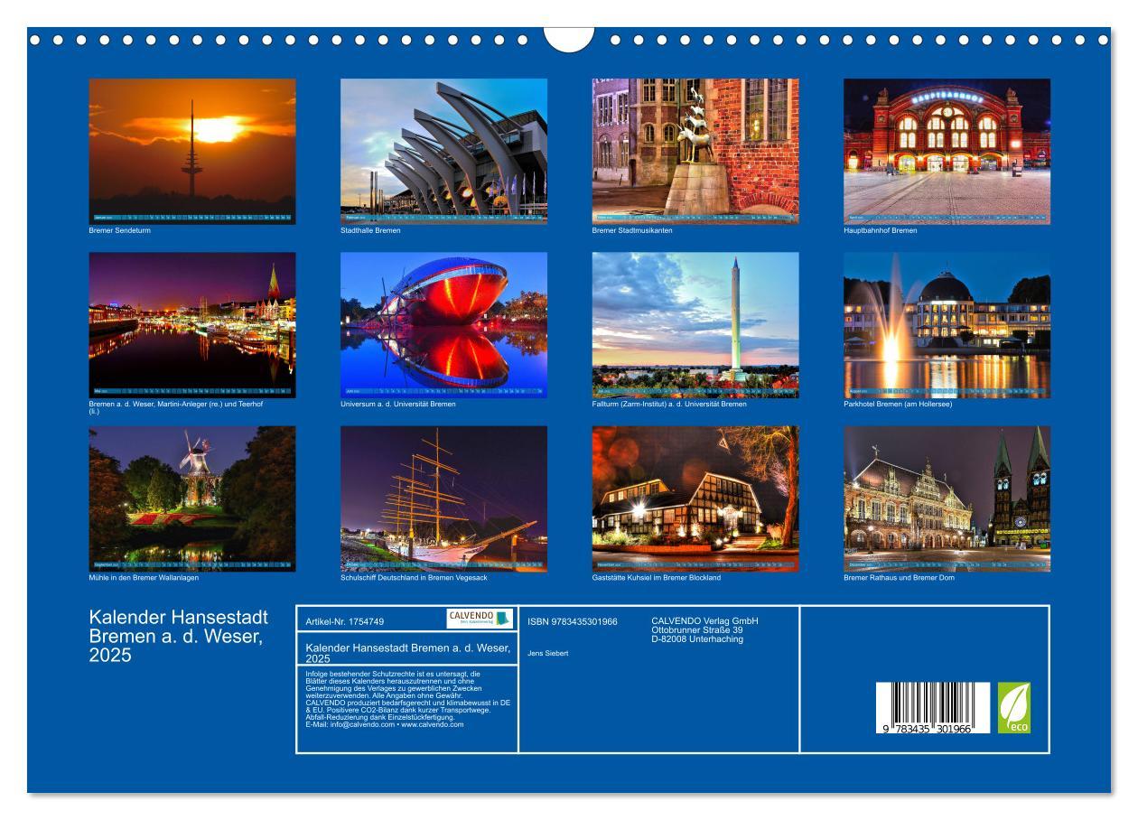 Bild: 9783435301966 | Kalender Hansestadt Bremen a. d. Weser, 2025 (Wandkalender 2025 DIN...