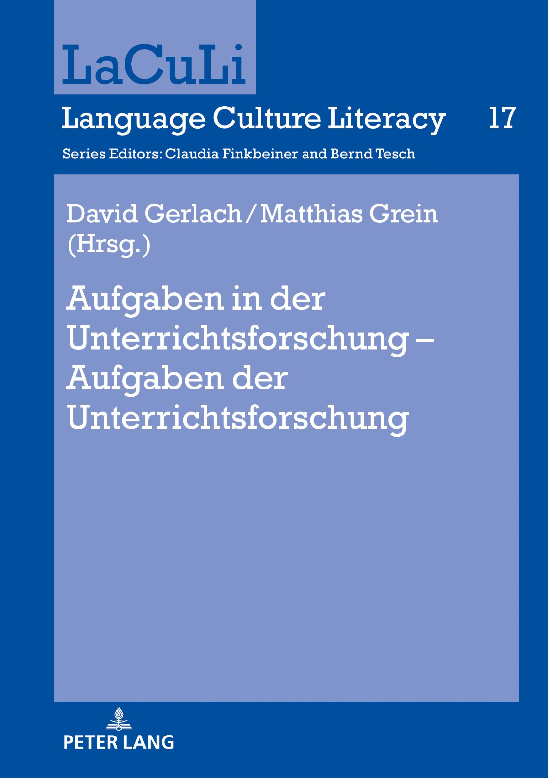 Cover: 9783631871980 | Aufgaben in der Unterrichtsforschung - Aufgaben der...