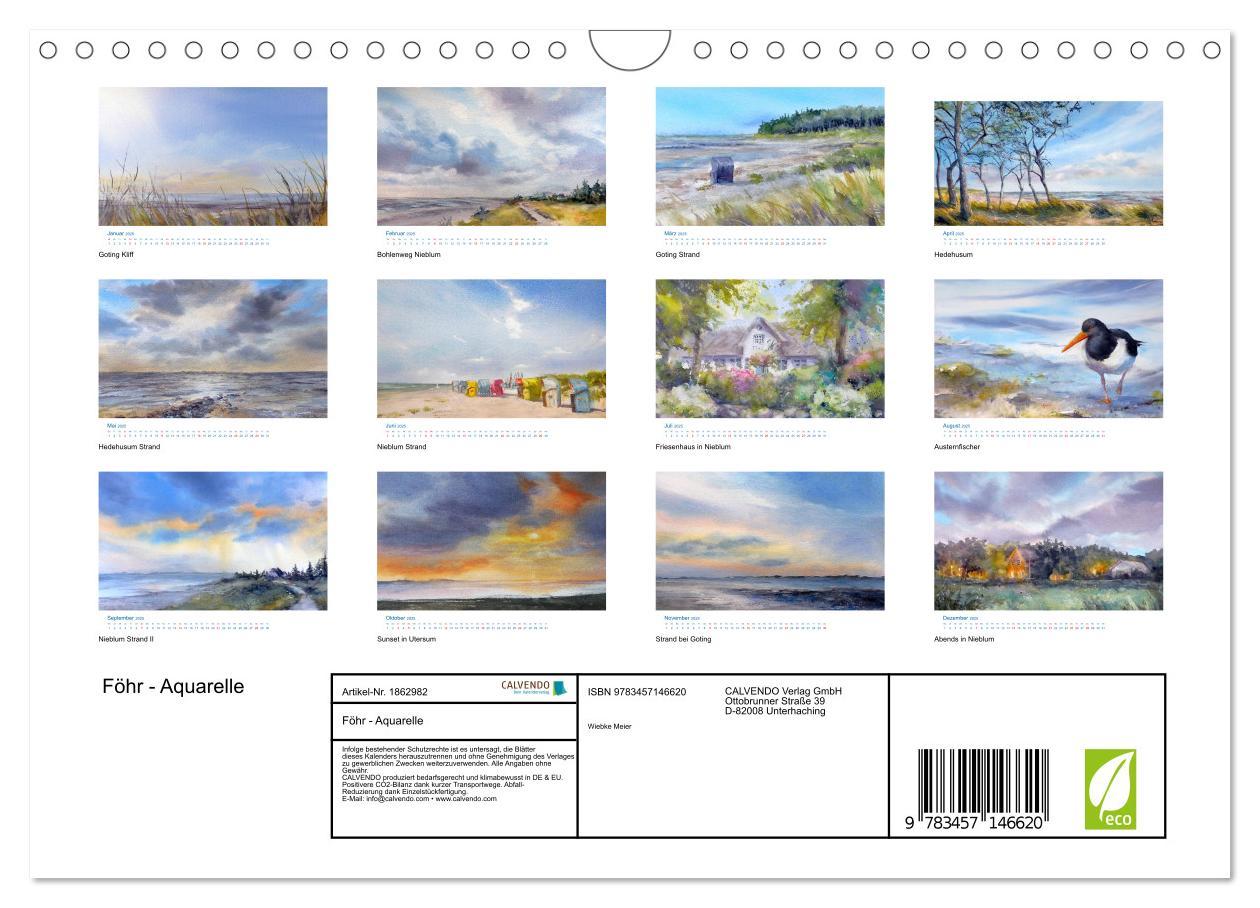 Bild: 9783457146620 | Föhr - Aquarelle (Wandkalender 2025 DIN A4 quer), CALVENDO...