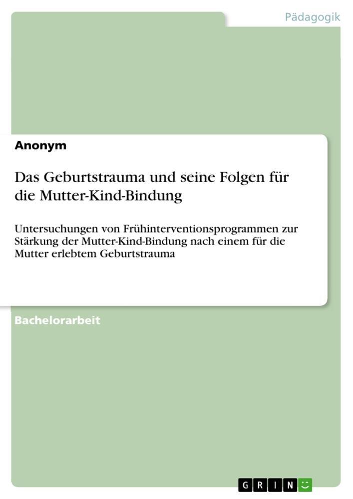 Cover: 9783668676411 | Das Geburtstrauma und seine Folgen für die Mutter-Kind-Bindung | Buch