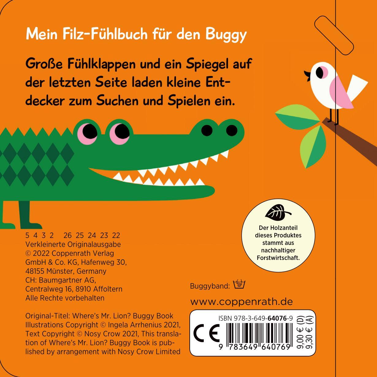 Rückseite: 9783649640769 | Mein Filz-Fühlbuch für den Buggy: Kuckuck, kleiner Löwe! | Arrhenius