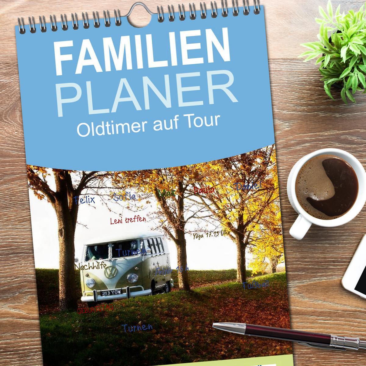 Bild: 9783457109748 | Familienplaner 2025 - Oldtimer auf Tour mit 5 Spalten...