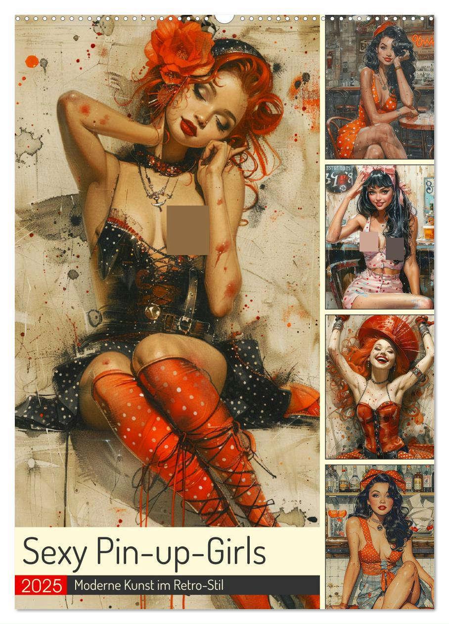 Cover: 9783457128794 | Sexy Pin-up-Girls. Moderne Kunst im Retro-Stil (Wandkalender 2025...