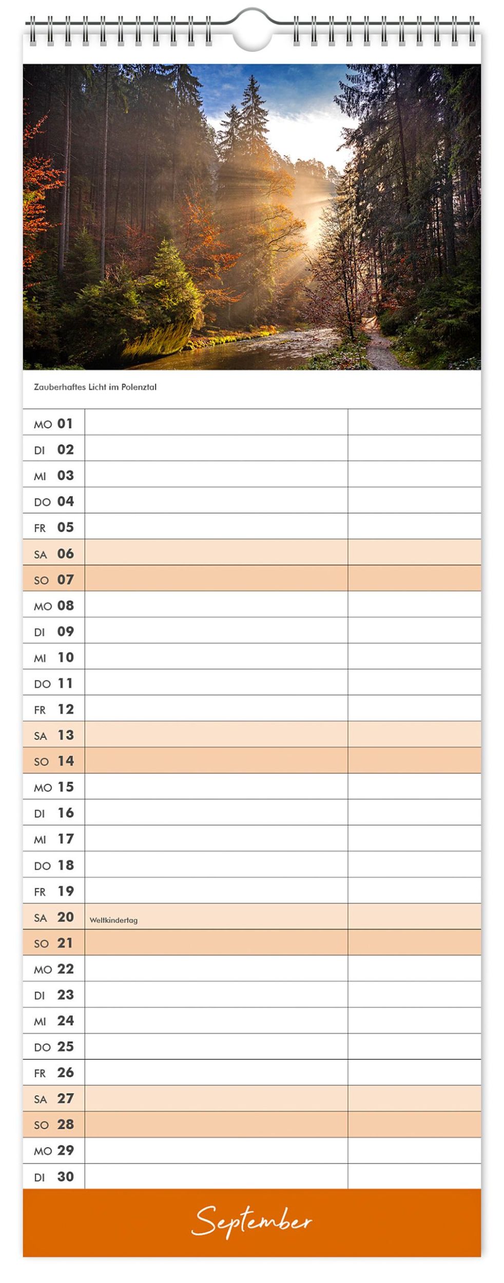 Bild: 9783910680739 | Küchenkalender Sächsische Schweiz 2025 | 15 x 40 cm weißes Kalendarium