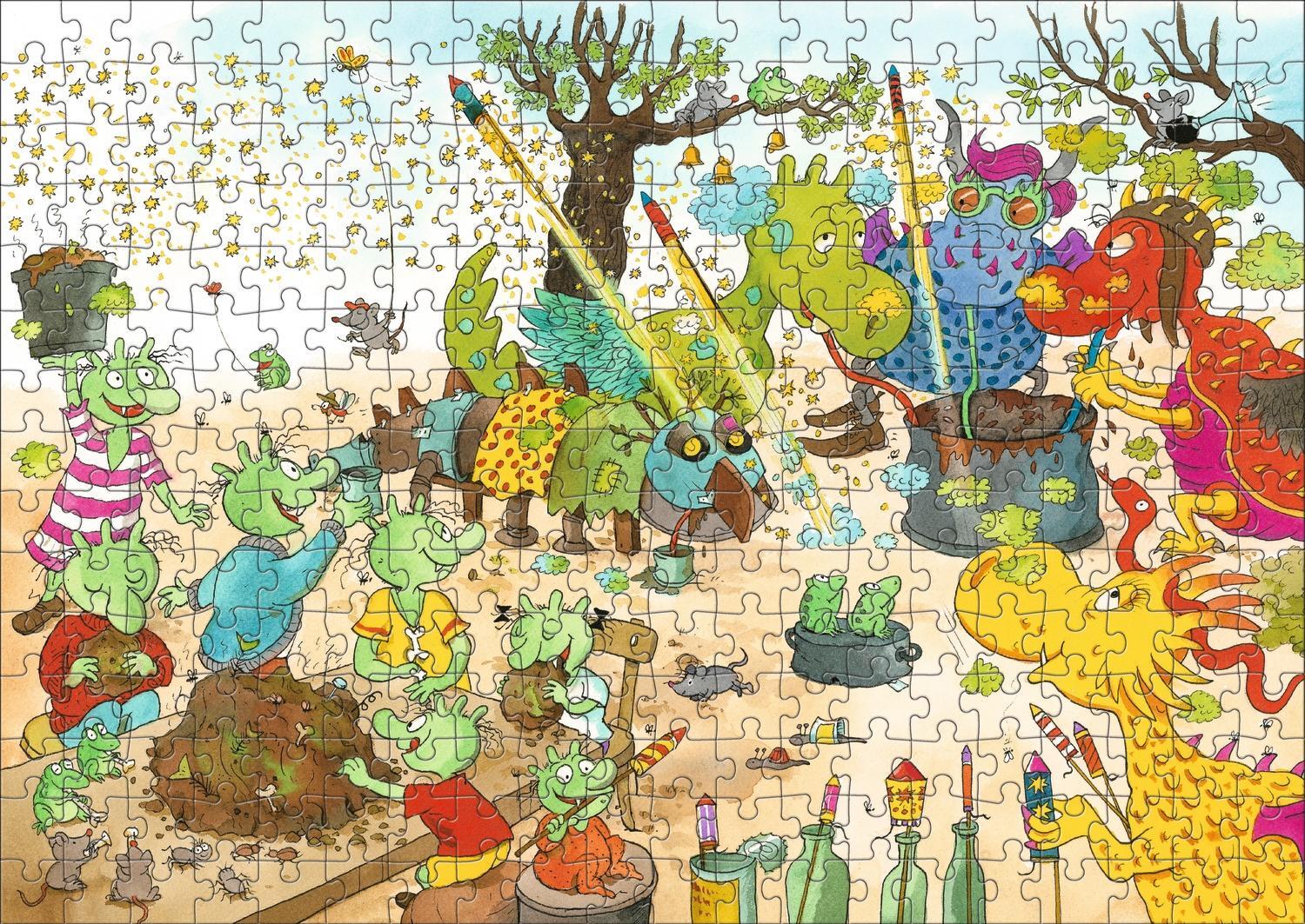 Bild: 4260512188030 | Die Olchis. Puzzle im Buch. Feuerstuhl. 300 Teile, Format 48 x 24 cm