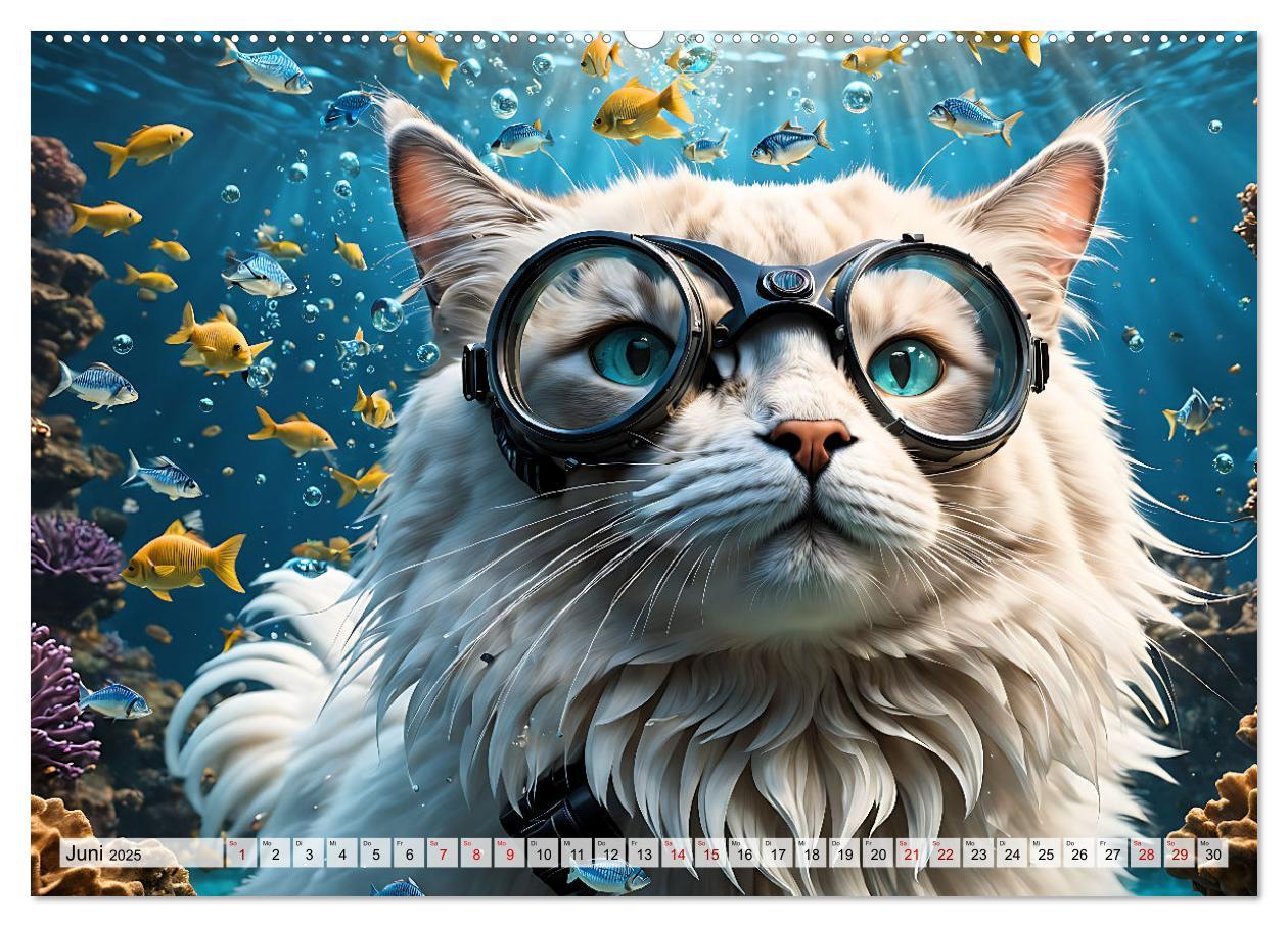 Bild: 9783383843433 | Katzen unter Wasser (Wandkalender 2025 DIN A2 quer), CALVENDO...