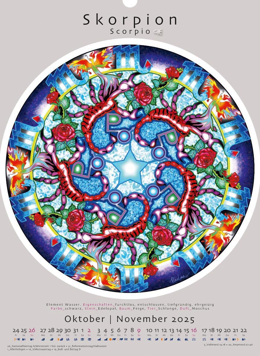 Bild: 9783948276331 | Sternzeichen-Mandalas. Kalender 2025 | Deva Padma | Kalender | 14 S.