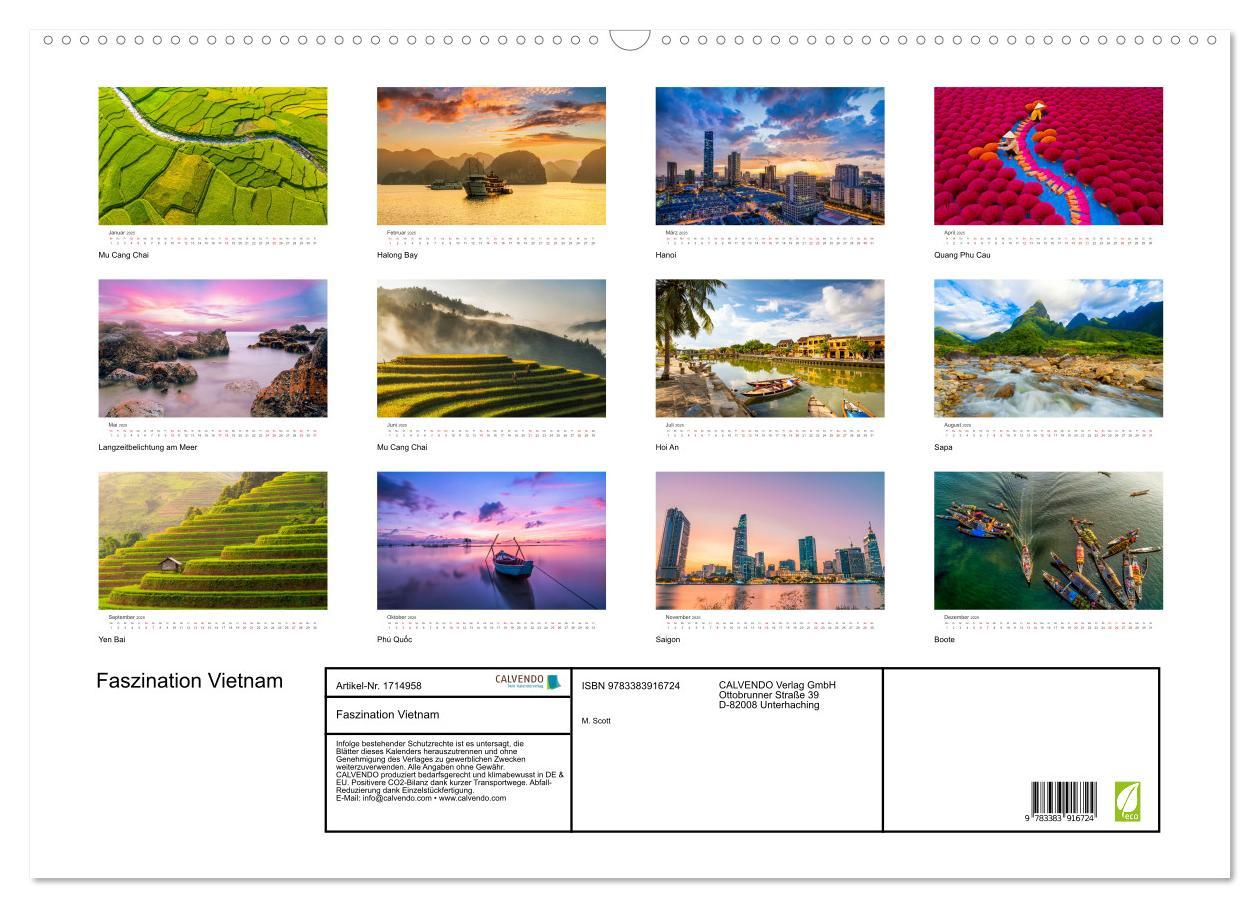 Bild: 9783383916724 | Faszination Vietnam (Wandkalender 2025 DIN A2 quer), CALVENDO...