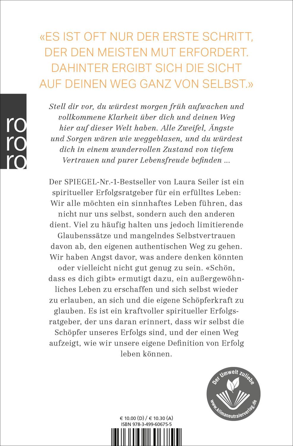 Rückseite: 9783499606755 | Schön, dass es dich gibt! | Laura Malina Seiler | Taschenbuch | 2020