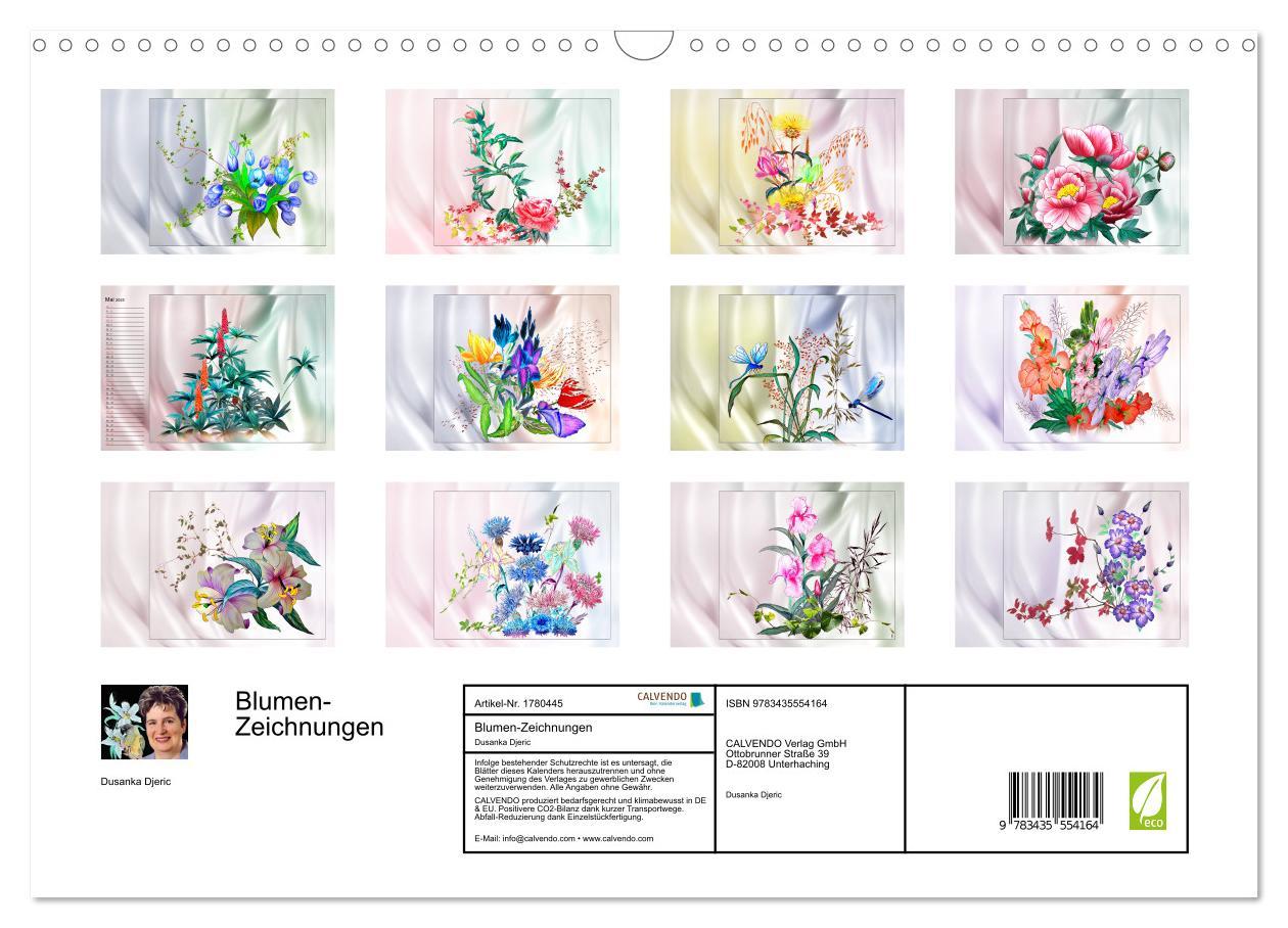 Bild: 9783435554164 | Blumen-Zeichnungen (Wandkalender 2025 DIN A3 quer), CALVENDO...