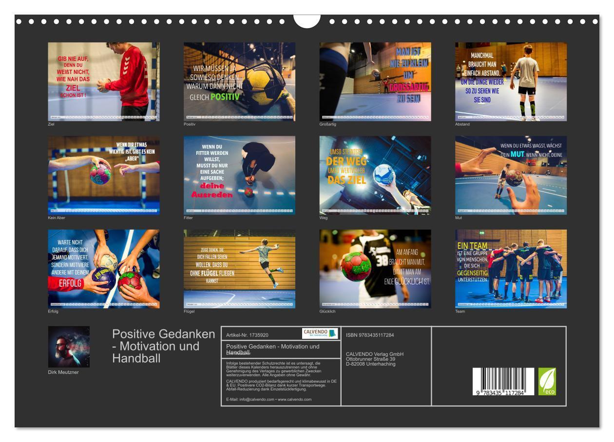 Bild: 9783435117284 | Positive Gedanken - Motivation und Handball (Wandkalender 2025 DIN...