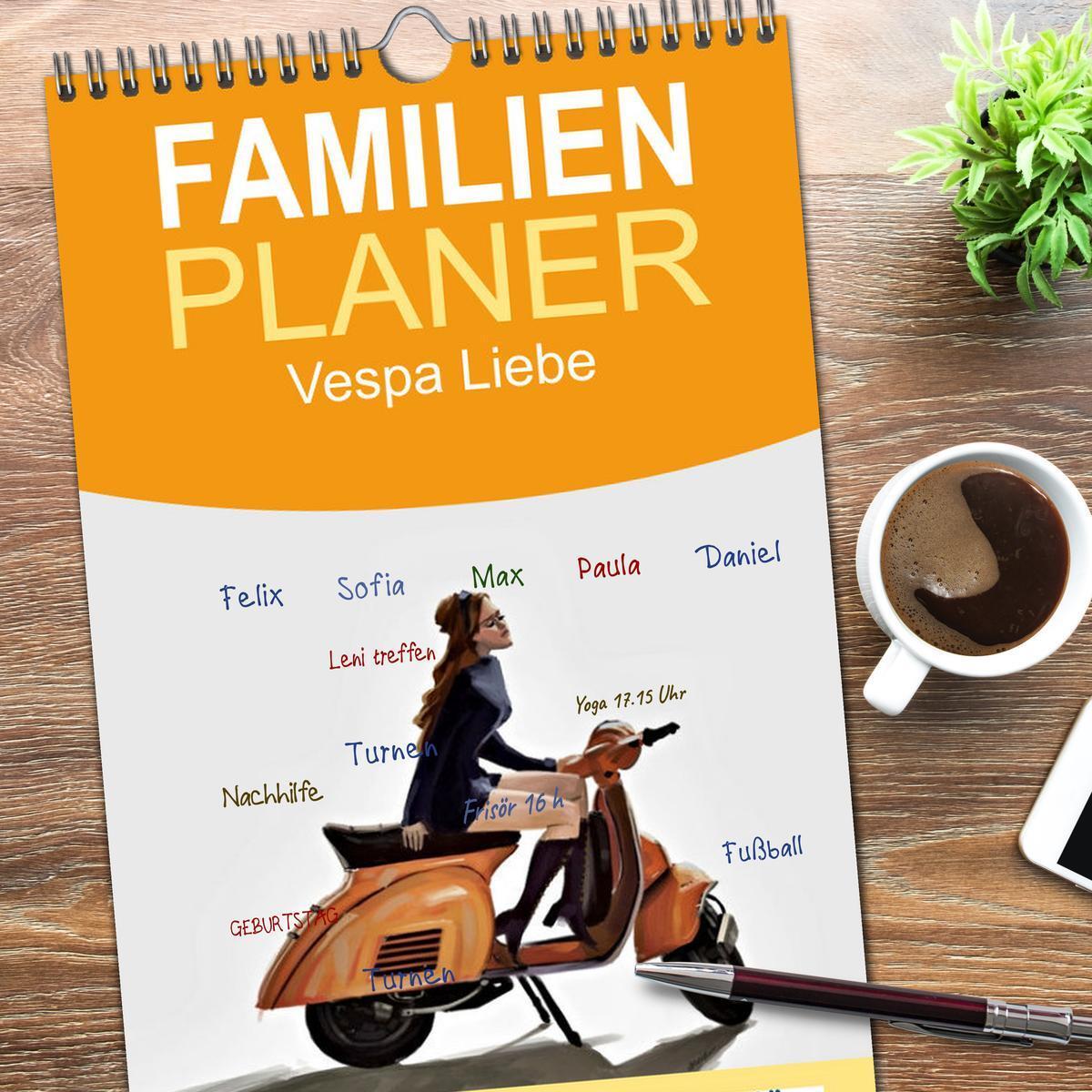 Bild: 9783457099209 | Familienplaner 2025 - Vespa Liebe mit 5 Spalten (Wandkalender, 21 x...