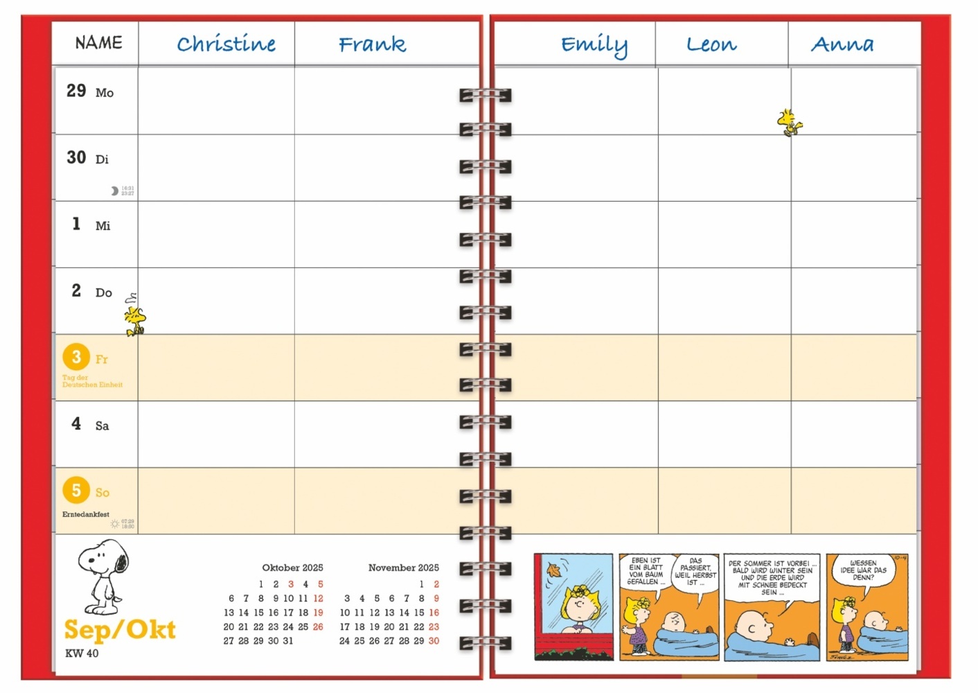 Bild: 9783756407699 | Peanuts Familienplaner-Buch A5 2025 | Kalender | Spiralbindung | 2025