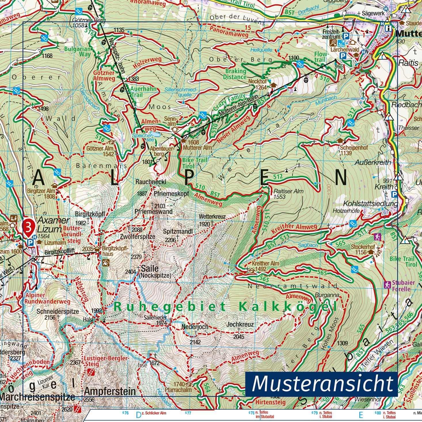 Bild: 9783990448618 | KOMPASS Wanderkarte 036 Innsbruck, Nordkette, Mittleres Inntal...