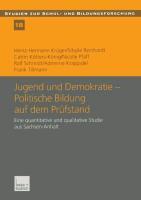 Cover: 9783810035745 | Jugend und Demokratie ¿ Politische Bildung auf dem Prüfstand | Buch