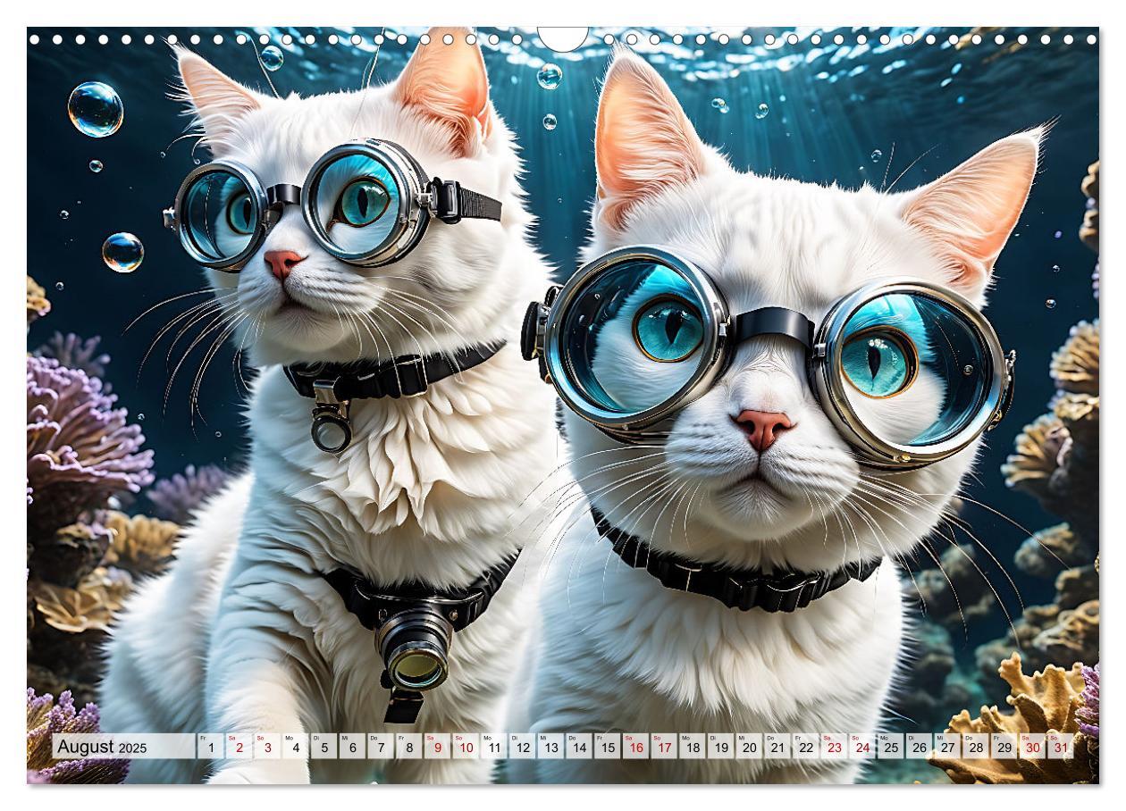 Bild: 9783383842542 | Katzen unter Wasser (Wandkalender 2025 DIN A3 quer), CALVENDO...