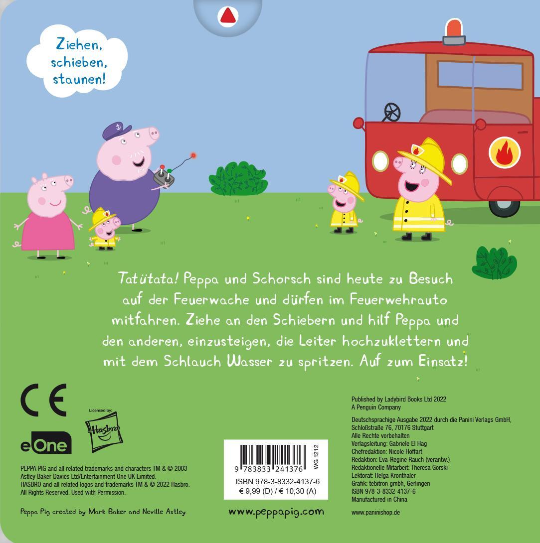 Rückseite: 9783833241376 | Peppa Pig: Peppa bei der Feuerwehr: Mein großer Schiebespaß | Panini