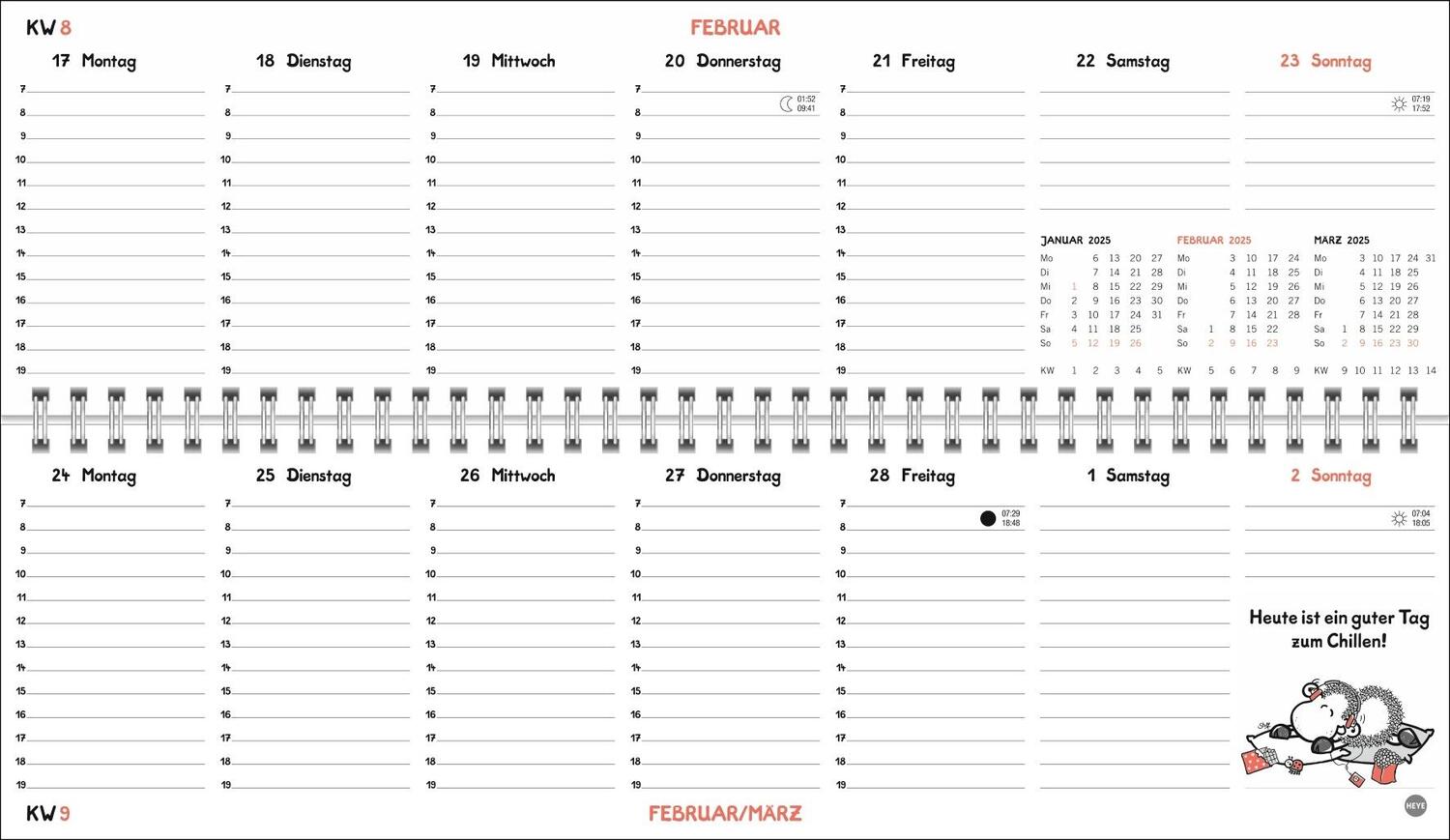 Bild: 9783756406531 | sheepworld Wochenquerplaner 2025 | Heye | Kalender | Spiralbindung