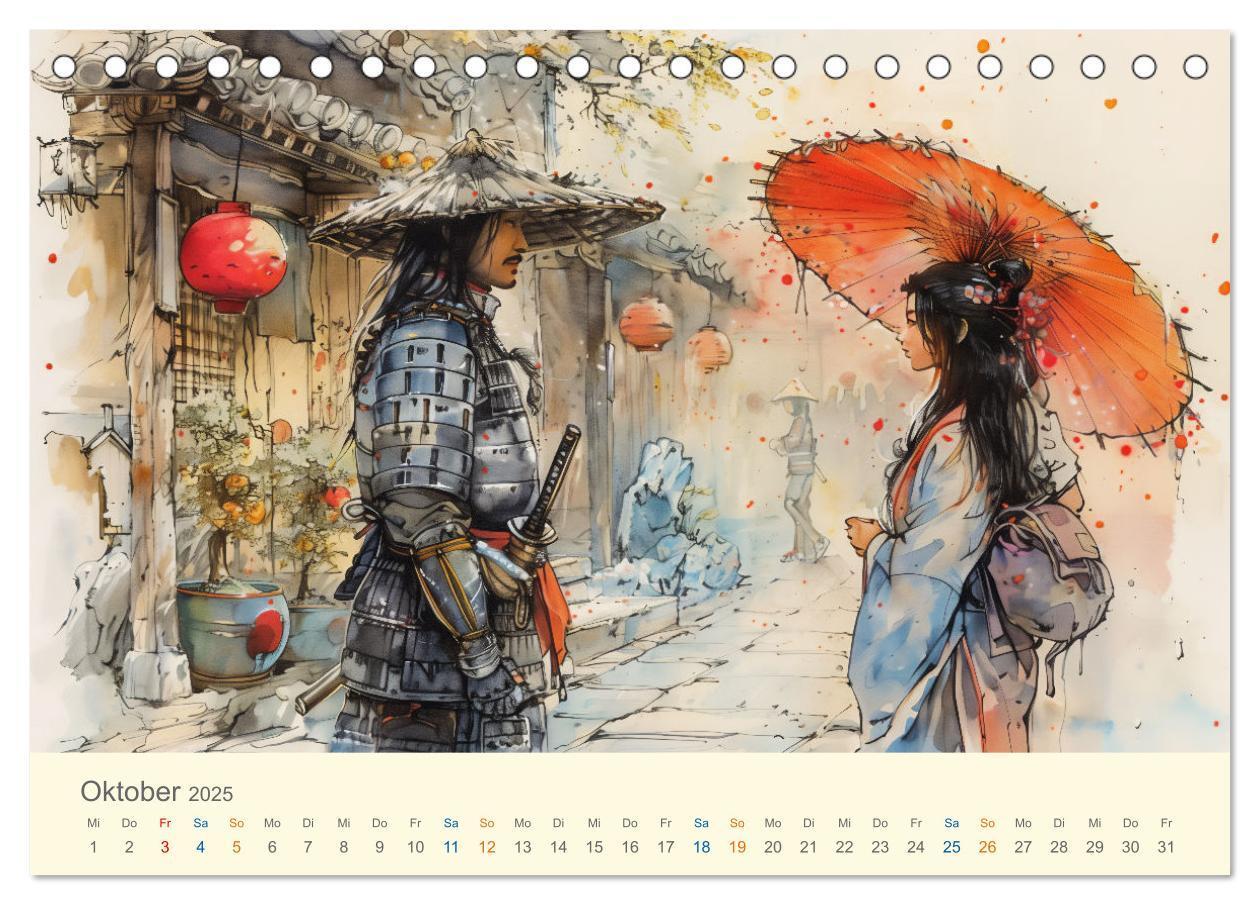 Bild: 9783457129951 | Samurai - whimsical inked style (Tischkalender 2025 DIN A5 quer),...