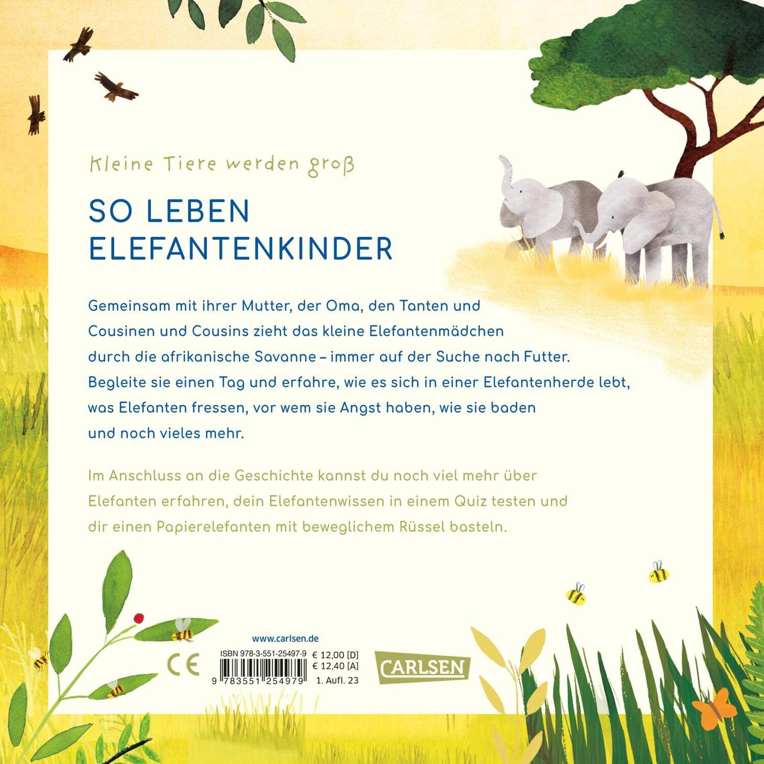 Rückseite: 9783551254979 | Kleine Tiere werden groß - Der Elefant | Anna Brett | Buch | 48 S.