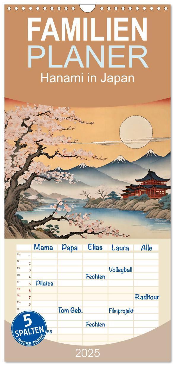 Cover: 9783457193761 | Familienplaner 2025 - Hanami in Japan mit 5 Spalten (Wandkalender,...