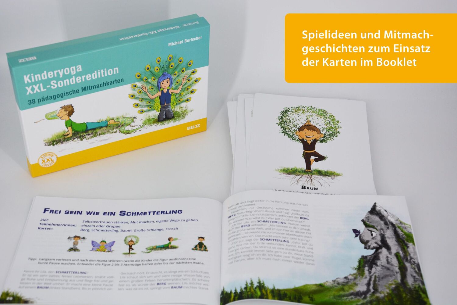 Bild: 4019172200459 | Kinderyoga XXL-Sonderedition | 38 pädagogische Mitmachkarten | Box