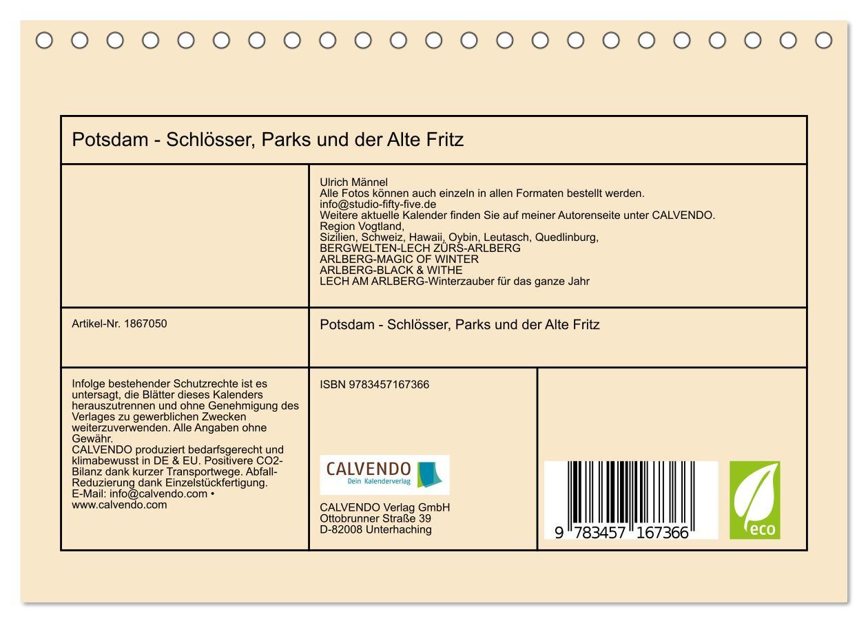 Bild: 9783457167366 | Potsdam - Schlösser, Parks und der Alte Fritz (Tischkalender 2025...