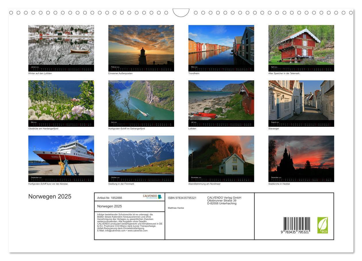 Bild: 9783435795321 | Norwegen 2025 (Wandkalender 2025 DIN A3 quer), CALVENDO Monatskalender