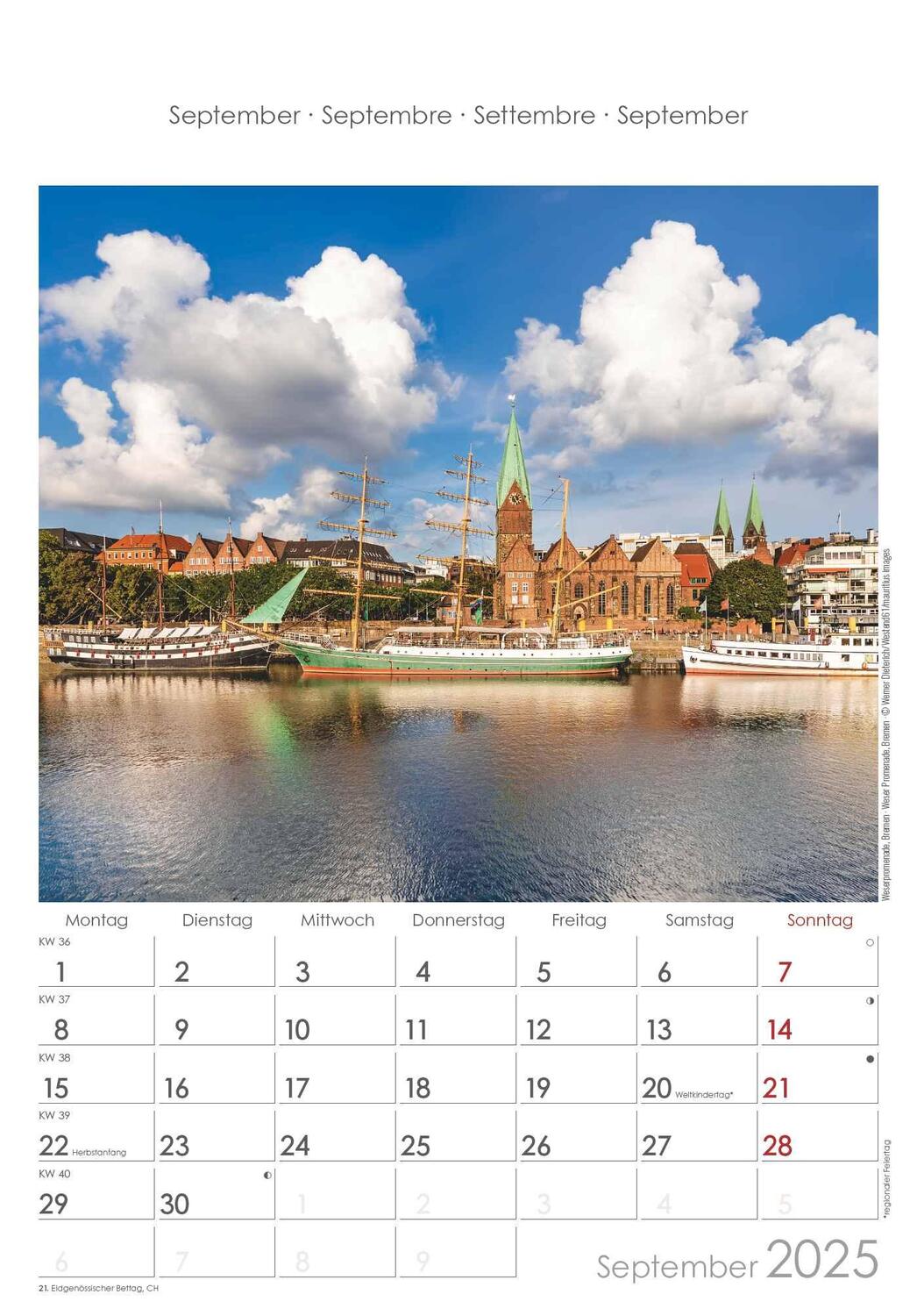 Bild: 4251732343378 | Niedersachsen und Bremen 2025 - Bild-Kalender 23,7x34 cm -...