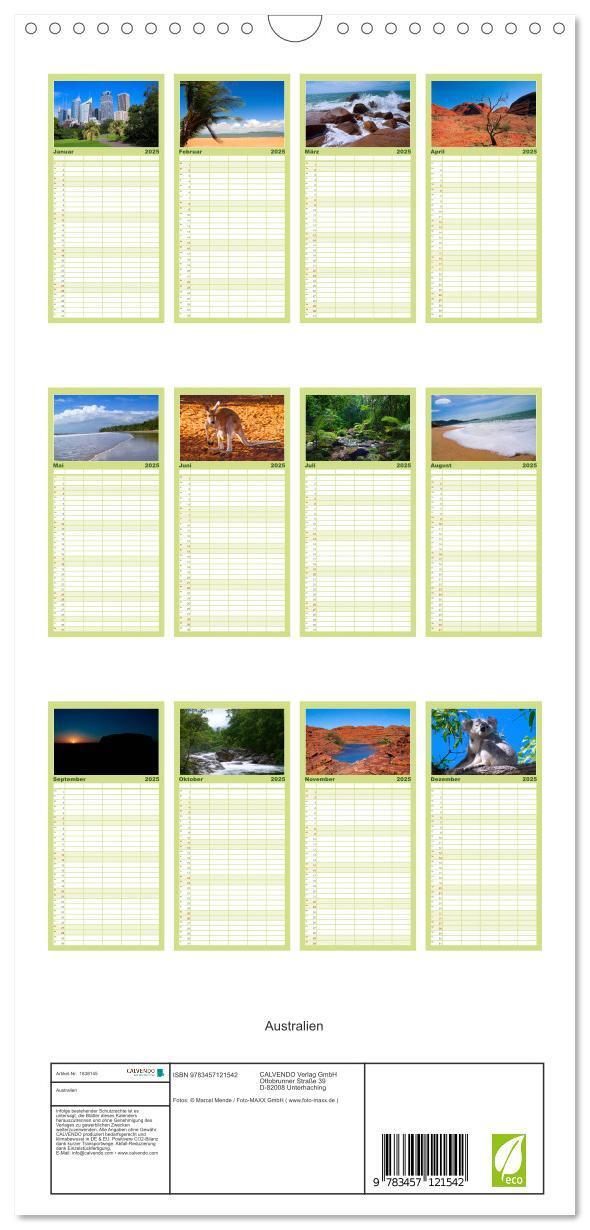 Bild: 9783457121542 | Familienplaner 2025 - Australien mit 5 Spalten (Wandkalender, 21 x...