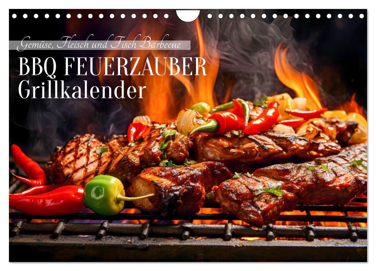 Cover: 9783383847509 | BBQ Feuerzauber - Grillkalender (Wandkalender 2025 DIN A4 quer),...