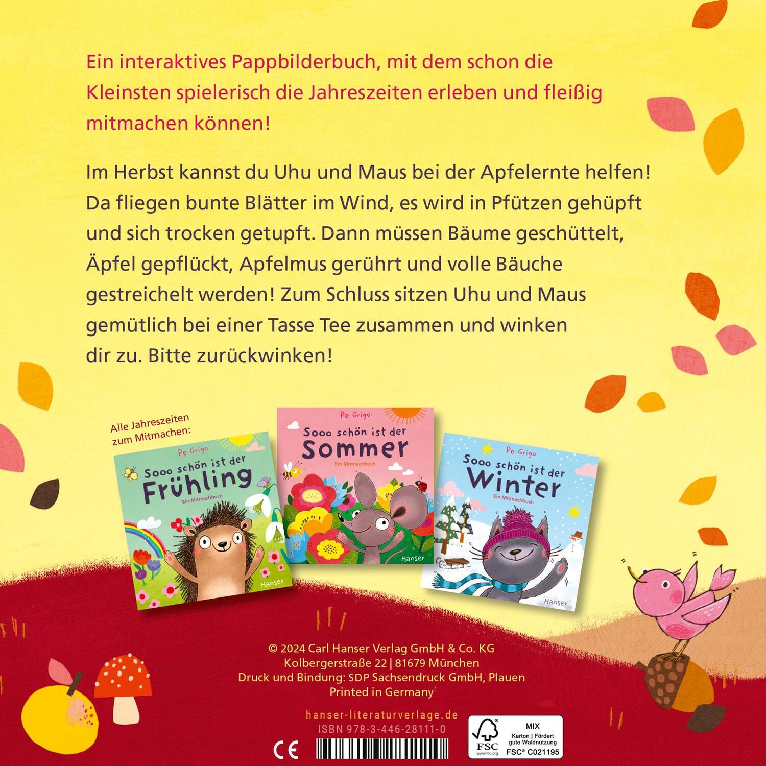 Bild: 9783446281110 | Sooo schön ist der Herbst | Ein Mitmachbuch | Pe Grigo | Buch | 20 S.