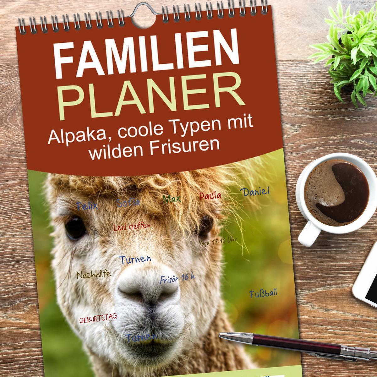 Bild: 9783457100196 | Familienplaner 2025 - Alpaka, coole Typen mit wilden Frisuren mit 5...