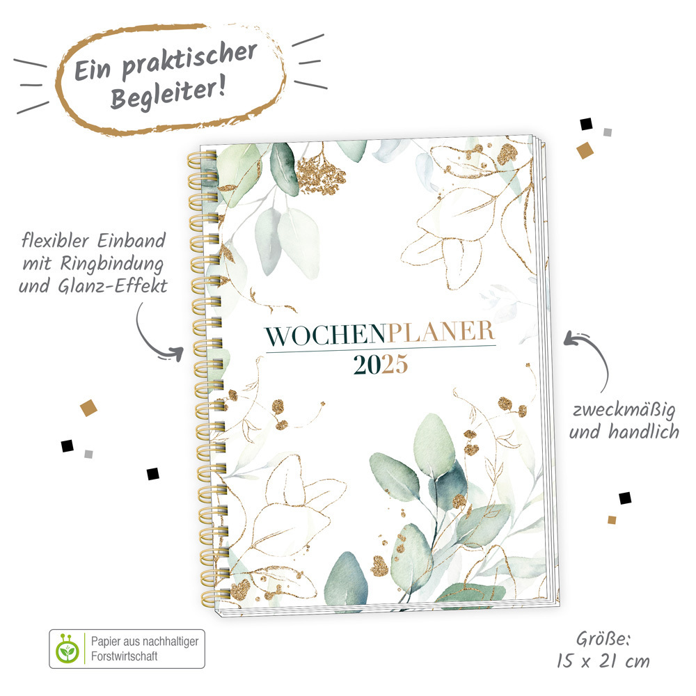 Bild: 4251901507075 | Trötsch Wochenplaner A5 mit Wire-O Modern 2025 | Taschenkalender