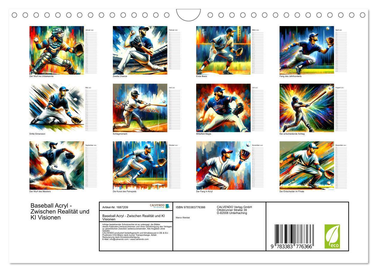 Bild: 9783383776366 | Baseball Acryl - Zwischen Realität und KI Visionen (Wandkalender...