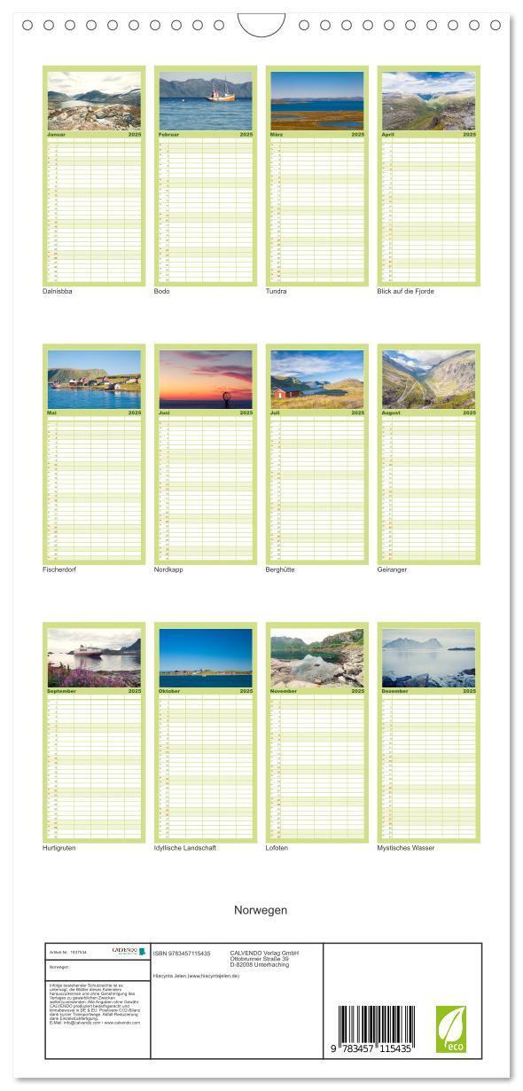 Bild: 9783457115435 | Familienplaner 2025 - Norwegen mit 5 Spalten (Wandkalender, 21 x 45...