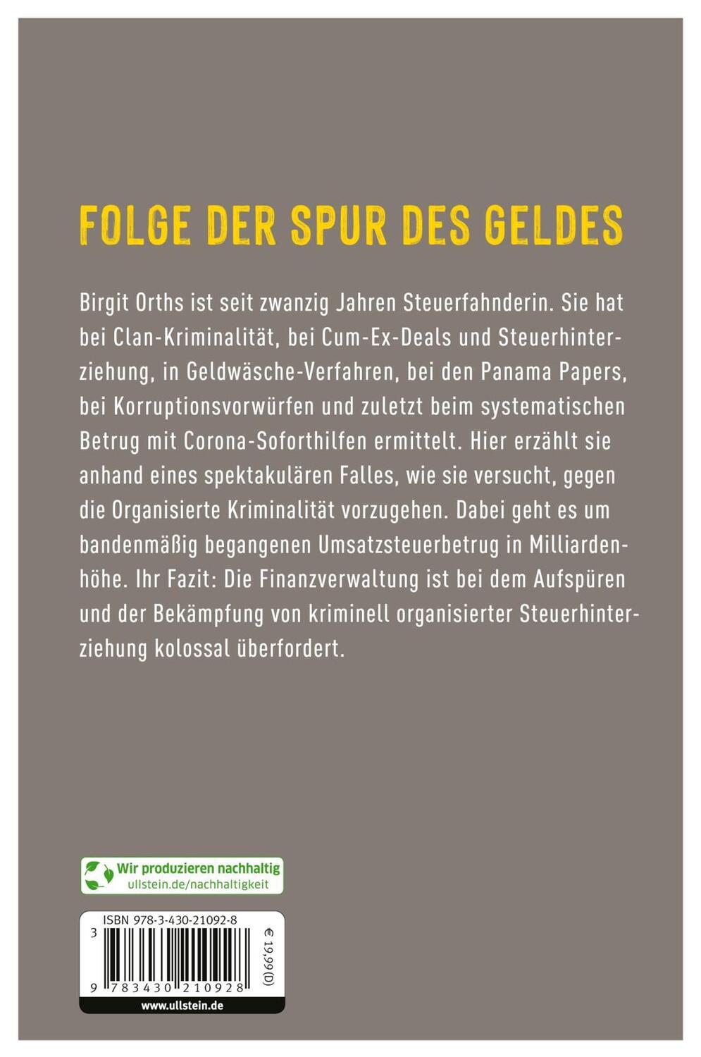 Rückseite: 9783430210928 | Als Steuerfahnderin auf der Spur des Geldes | Birgit E. Orths | Buch