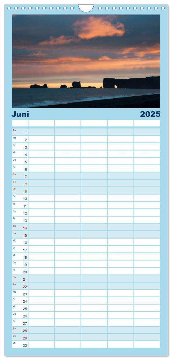 Bild: 9783457118511 | Familienplaner 2025 - Island mit 5 Spalten (Wandkalender, 21 x 45...